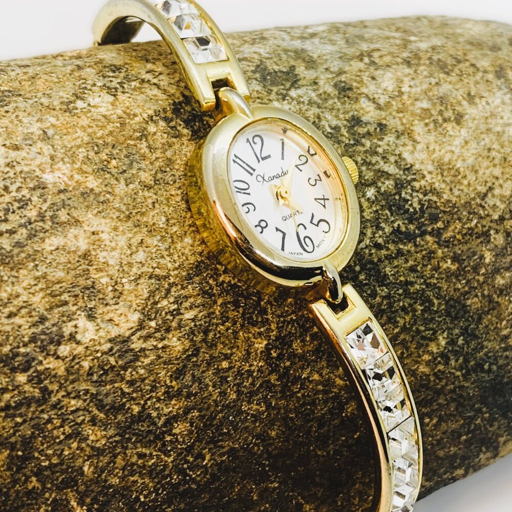 Xanadu Oval Gold Tone/MOP Dial Gemmed/Clear Crystals Bracelet Women's Watch